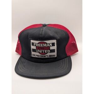 Freeman Trucker Hat Mens OSFM Black Red Excellent 1981 President Award Vintage